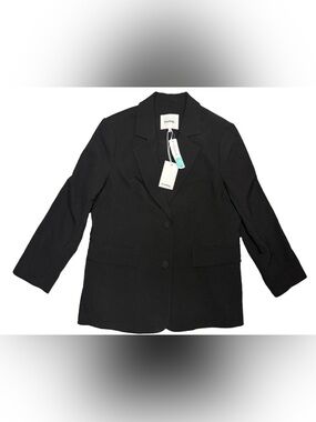 Darlings Womens Effie Blazer Black Oversized 2 Button Fully Lined Minimalist